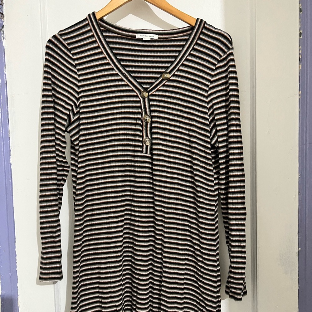 Stripped long sleeve dress